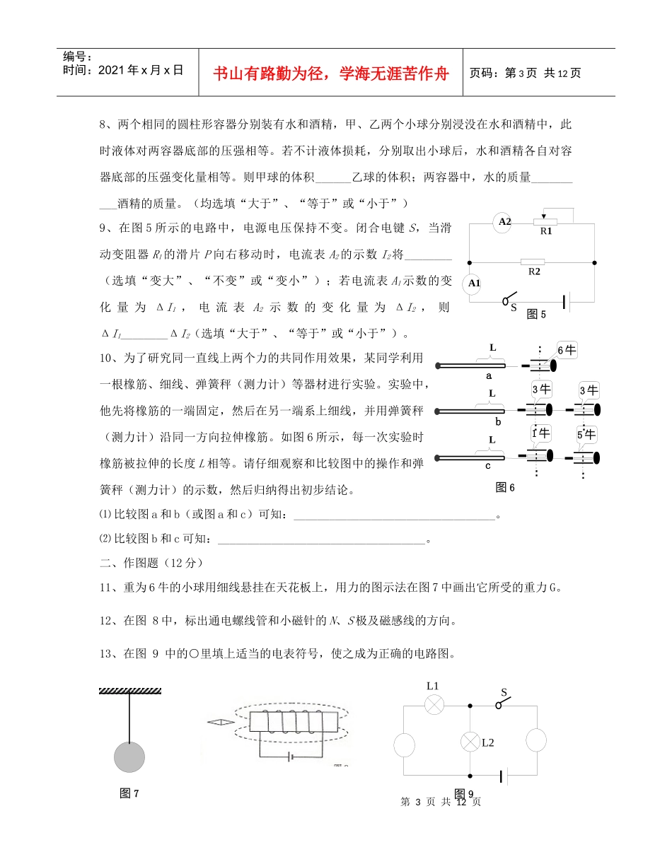 九年级物理教学质量检测试卷_第3页