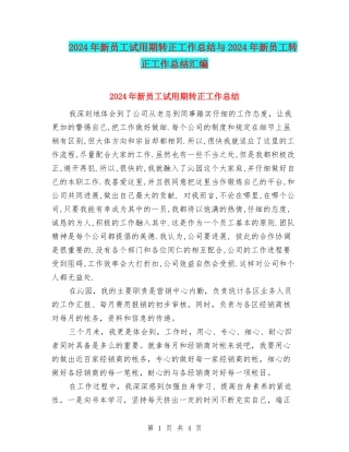 2024年新员工试用期转正工作总结与2024年新员工转正工作总结汇编