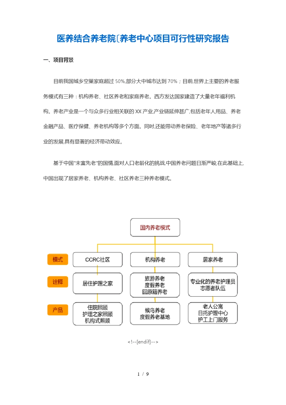 医养结合养老院项目可行性实施计划书_第1页
