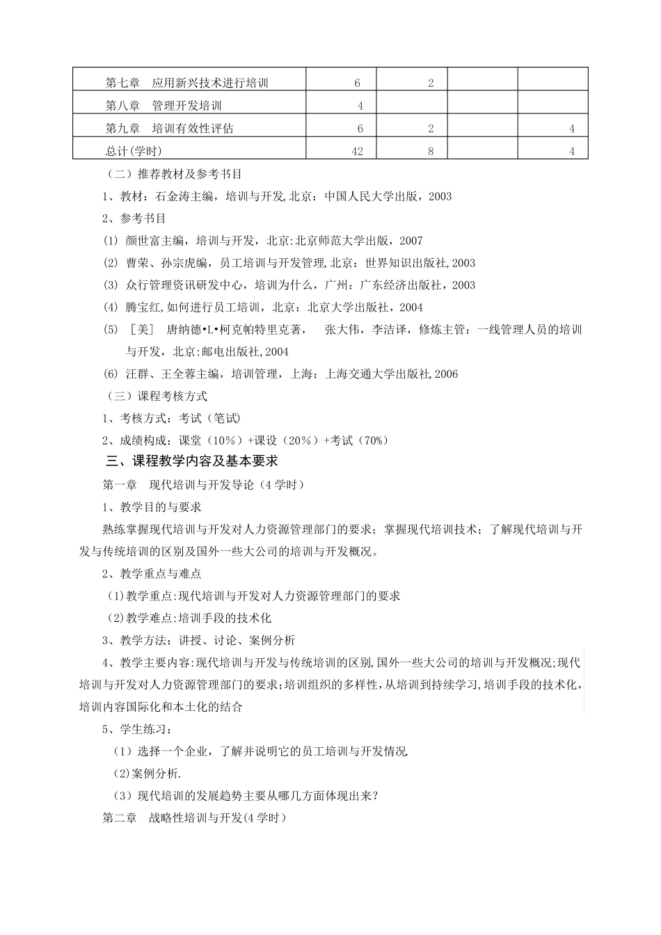 员工培训与开发教学大纲_第2页