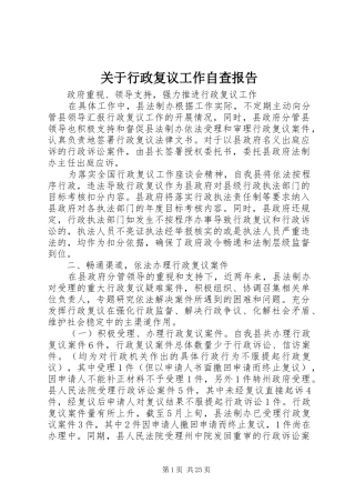 关于行政复议工作自查报告