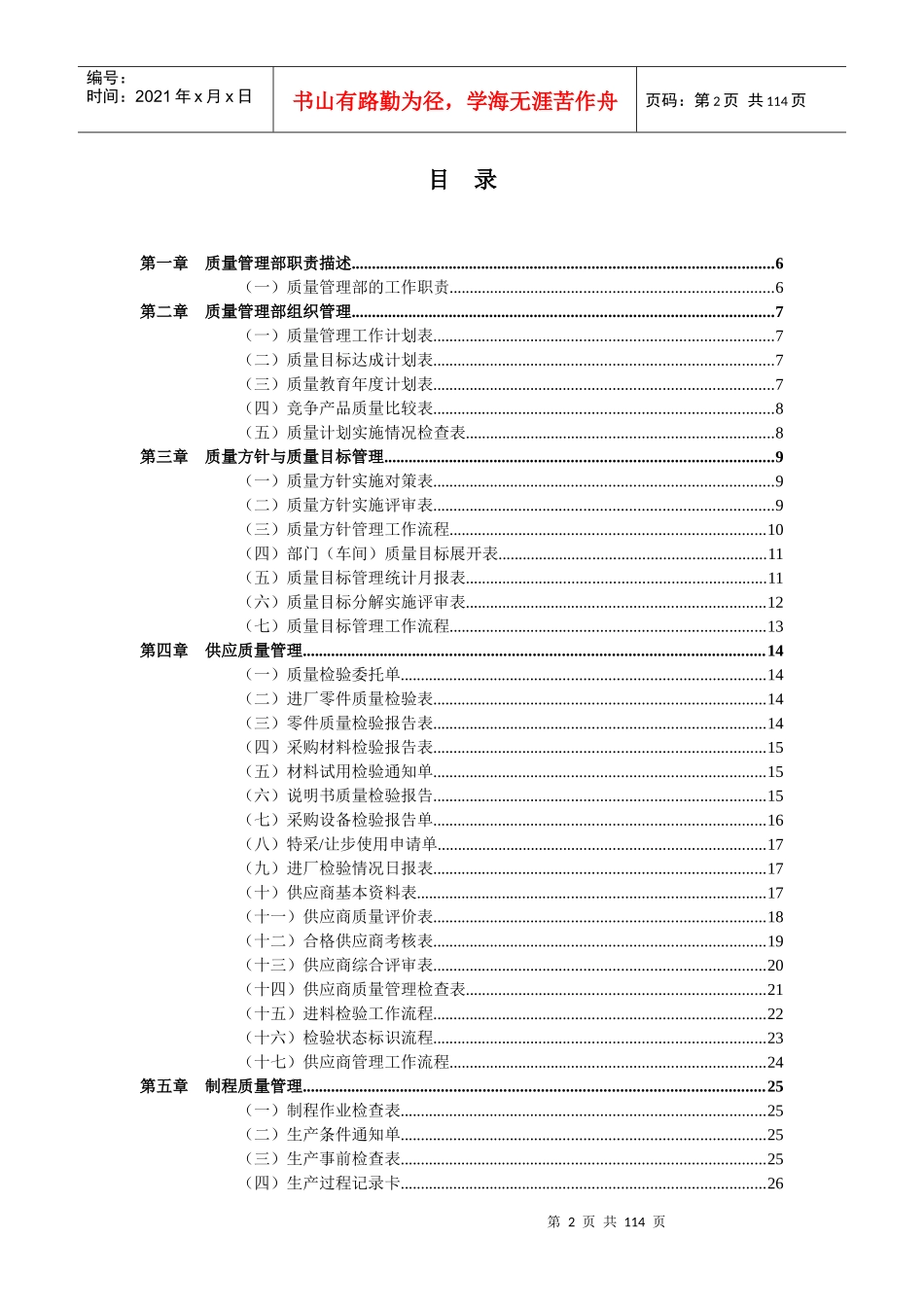 质量管理表格范本_第2页