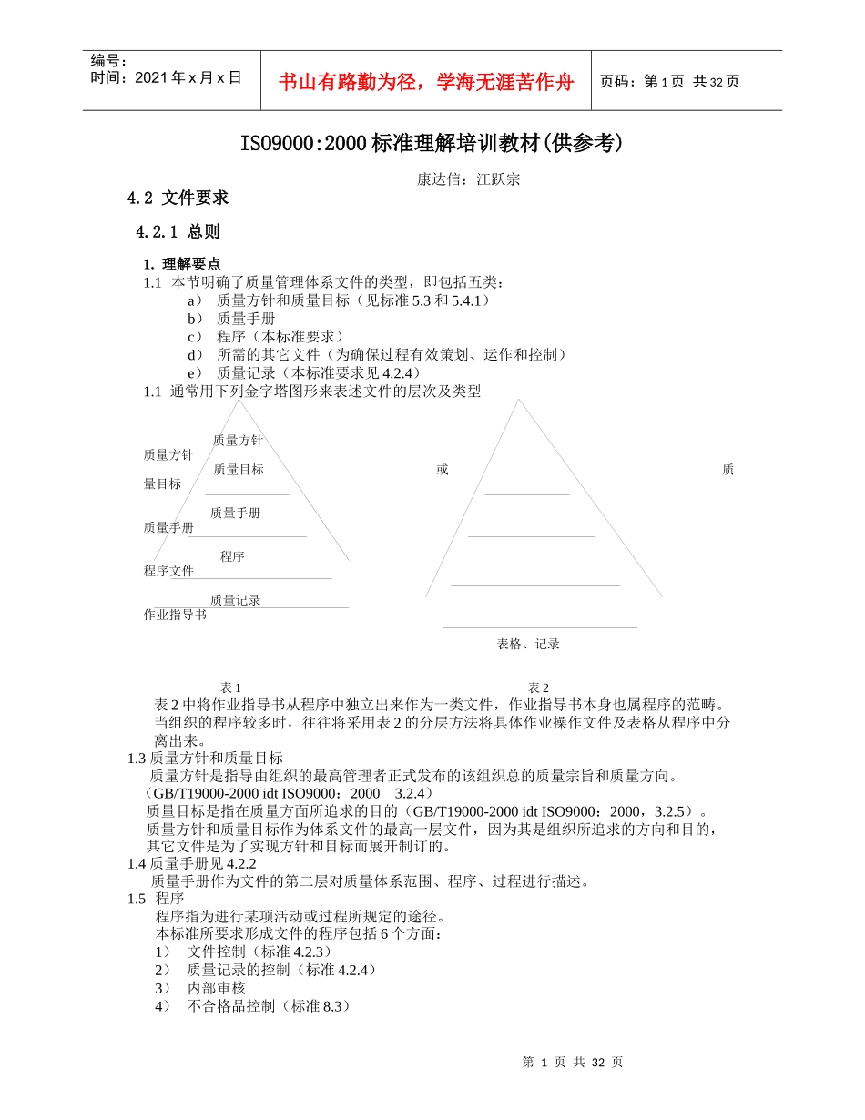 ISO90002000标准理解培训教材(供参考)_第1页