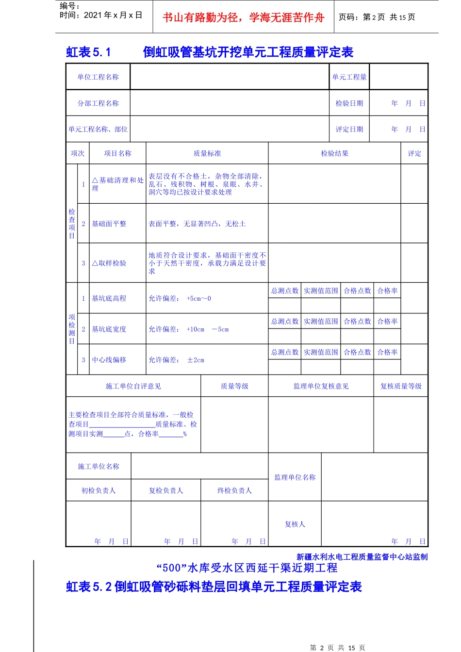 管式倒虹吸排洪工程施工质量评定表14_第2页