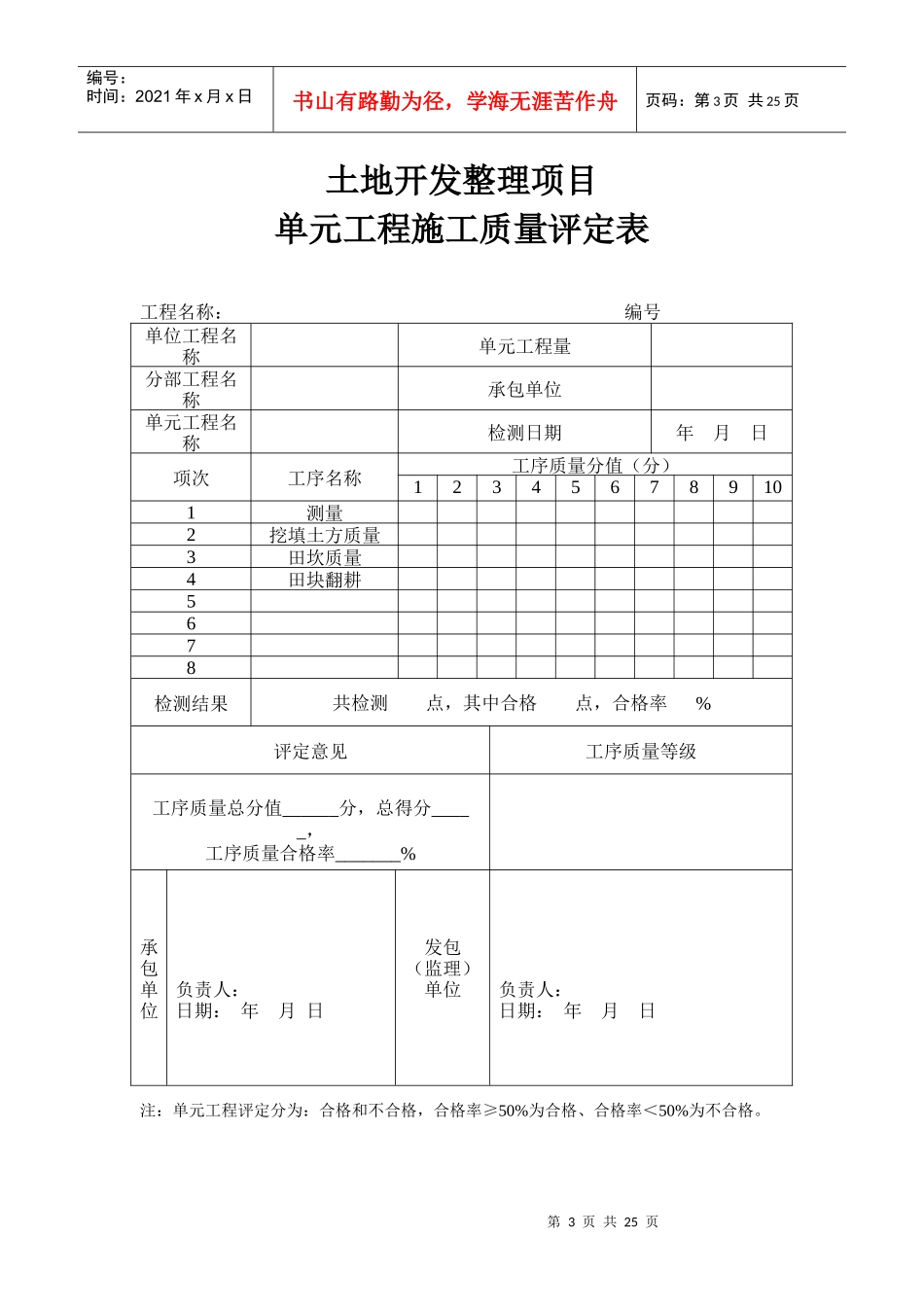 土地开发整理项目工程质量评定表_第3页