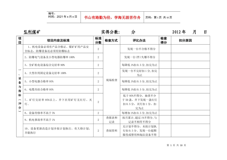 机电安全质量标准化考核评级办法_第1页