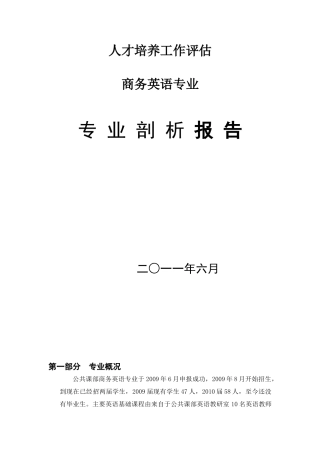 商务英语专业剖析报告20110716稿