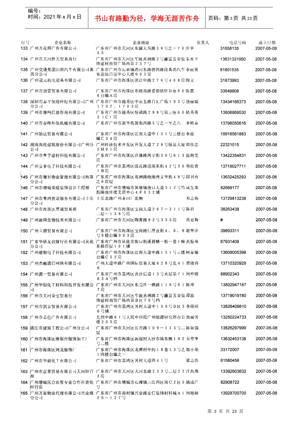 广州企业资料 5月份-9000条资料有电话有负责人 详细_第3页