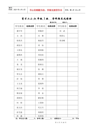 质量检测成绩表