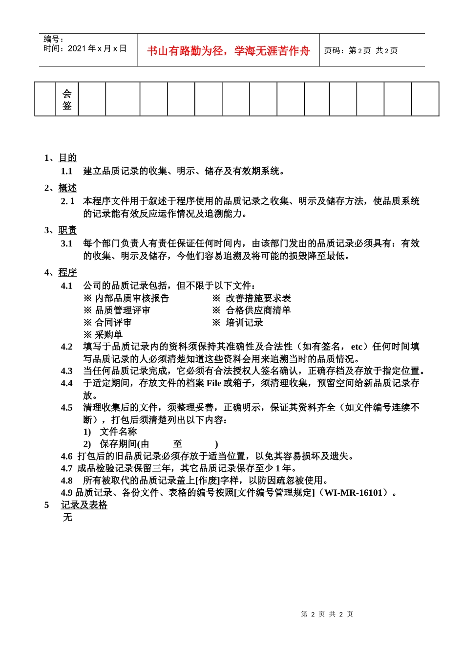 质量体系编写表格COP16-1_第2页