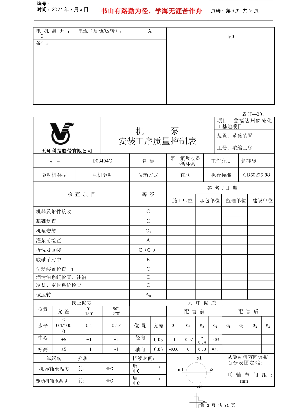 机泵安装工序质量控制表_第3页