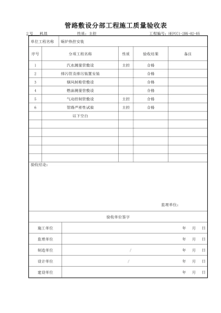 (305)管路敷设分部工程施工质量验收表