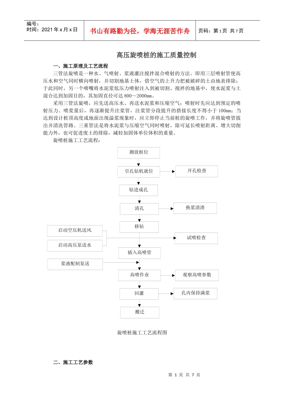 高压旋喷桩的施工质量控制_第1页