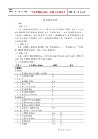 土建工序质量控制点