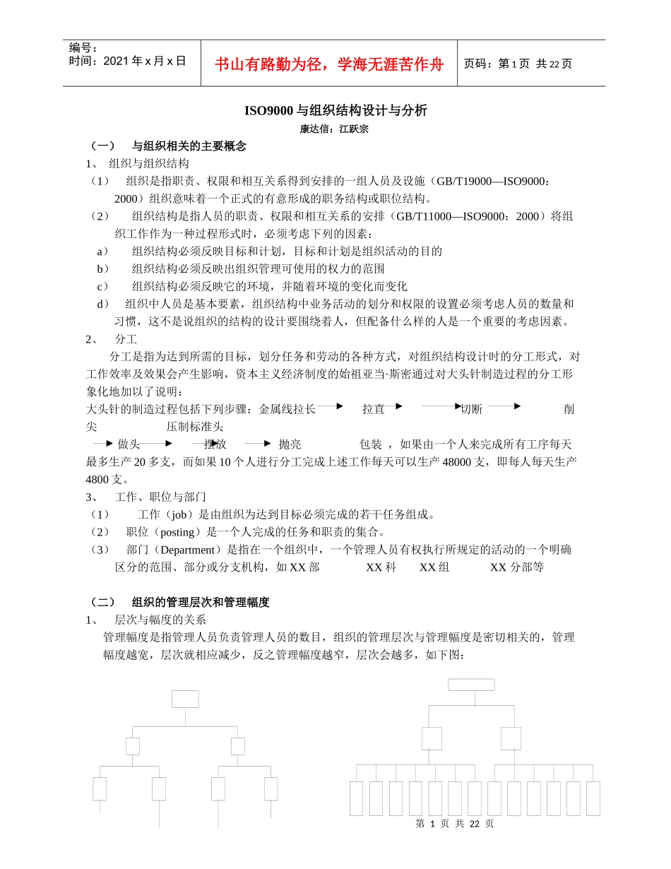 ISO9000与组织结构设计与分析(1)_第1页