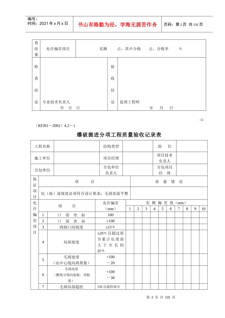 分项工程质量验收记录表汇编_第2页