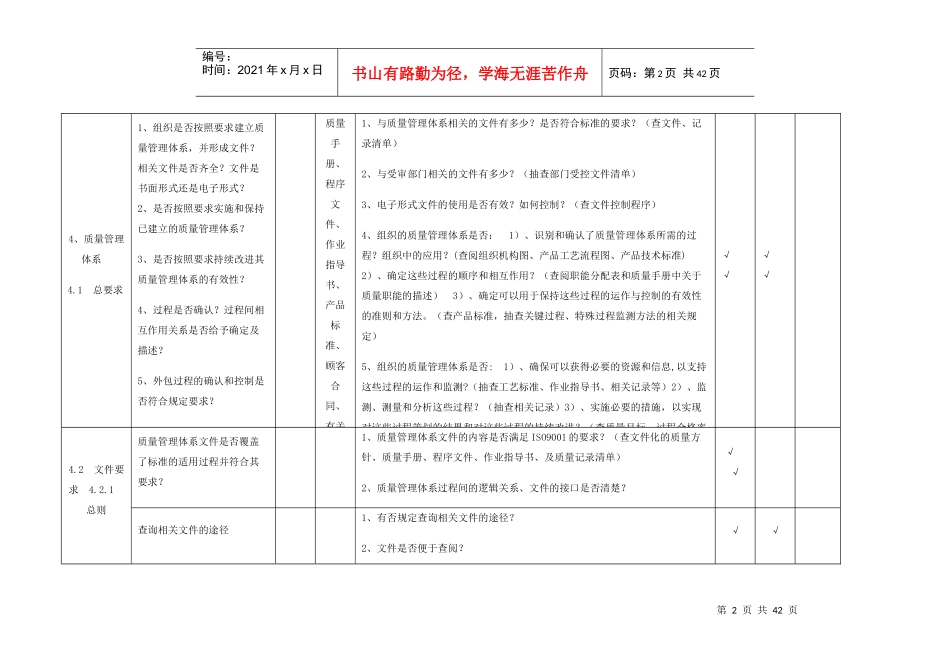 新版质量管理体系审核检查表_第2页