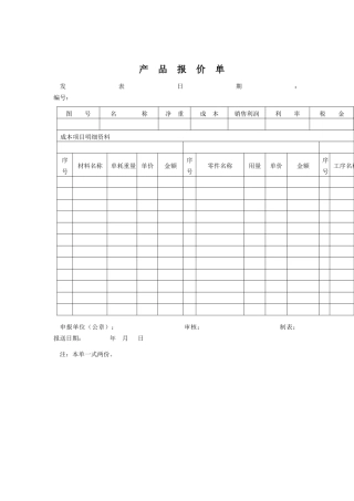 质量体系表格-ISO质量体系表格大全产品报价单