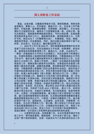 国土局财务工作总结