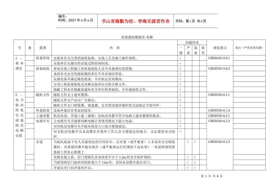 质量通病数据库-电梯_第1页
