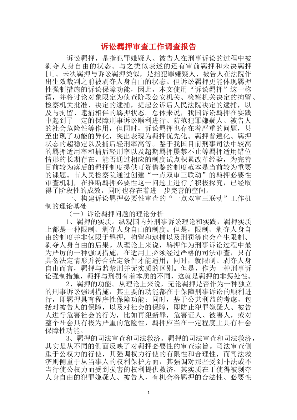 诉讼羁押审查工作调查报告_第1页