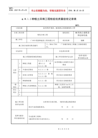种植土回填工程检验批质量验收记录表