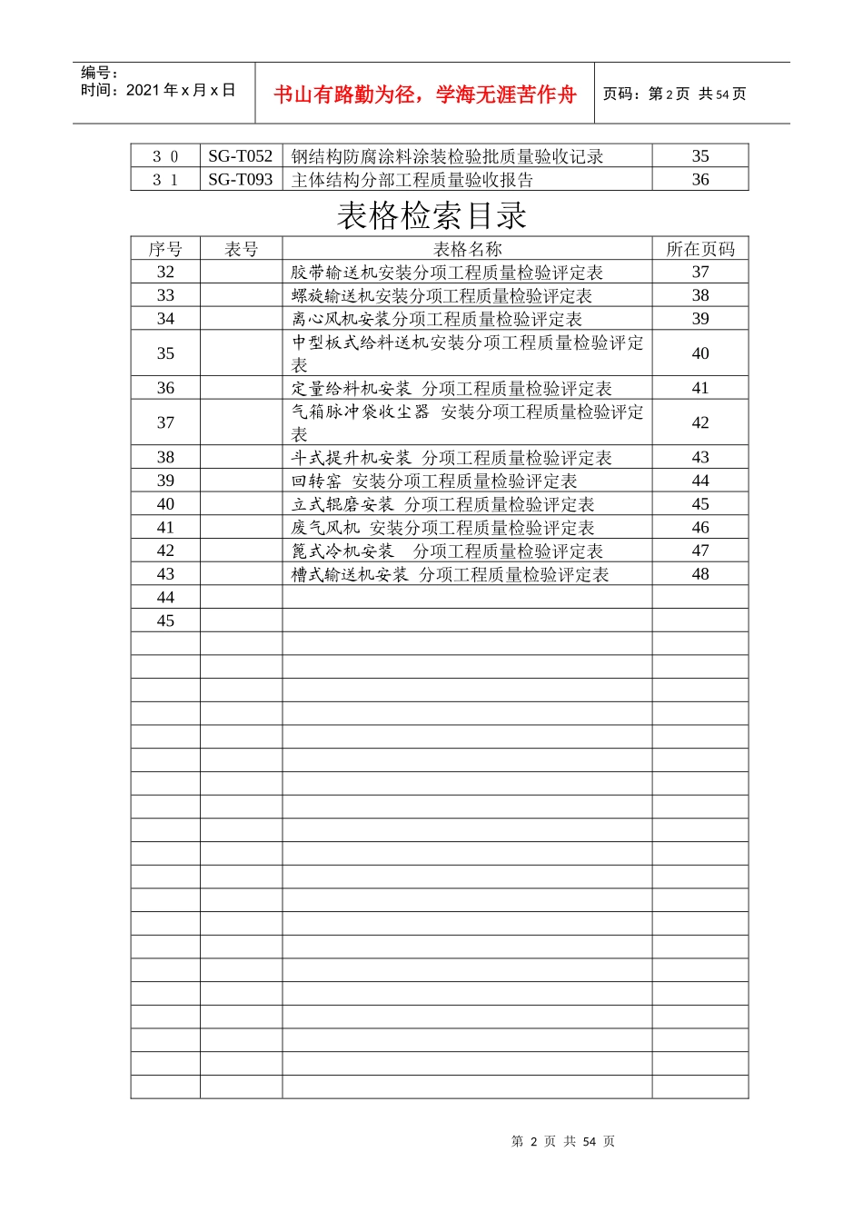 机械设备安装质量通用标准表格_第2页