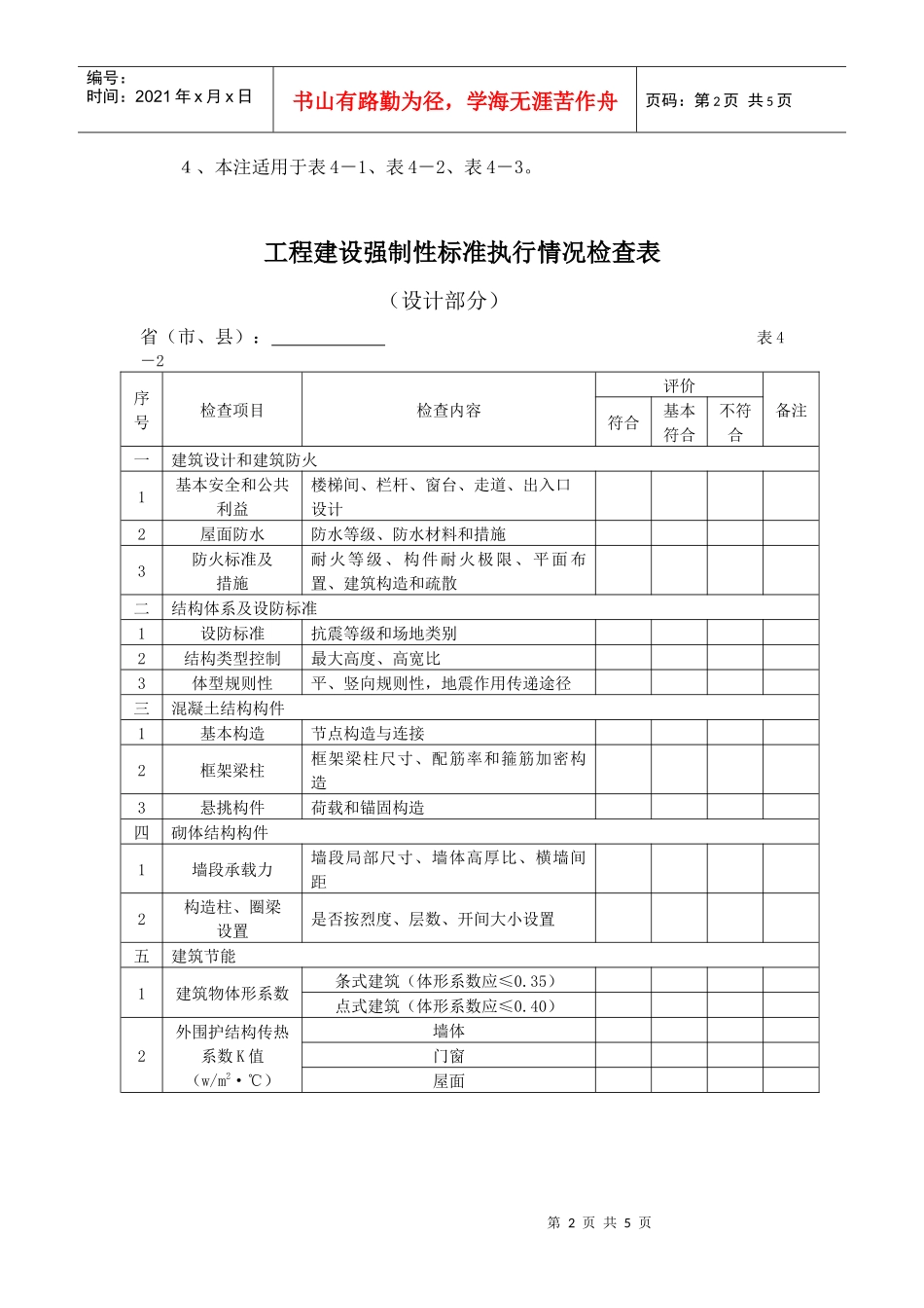 工程建设强制性标准执行情况检查表doc-工程实体质量检查_第2页