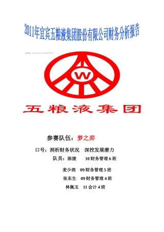五粮液集团有限公司财务综合分析报告书