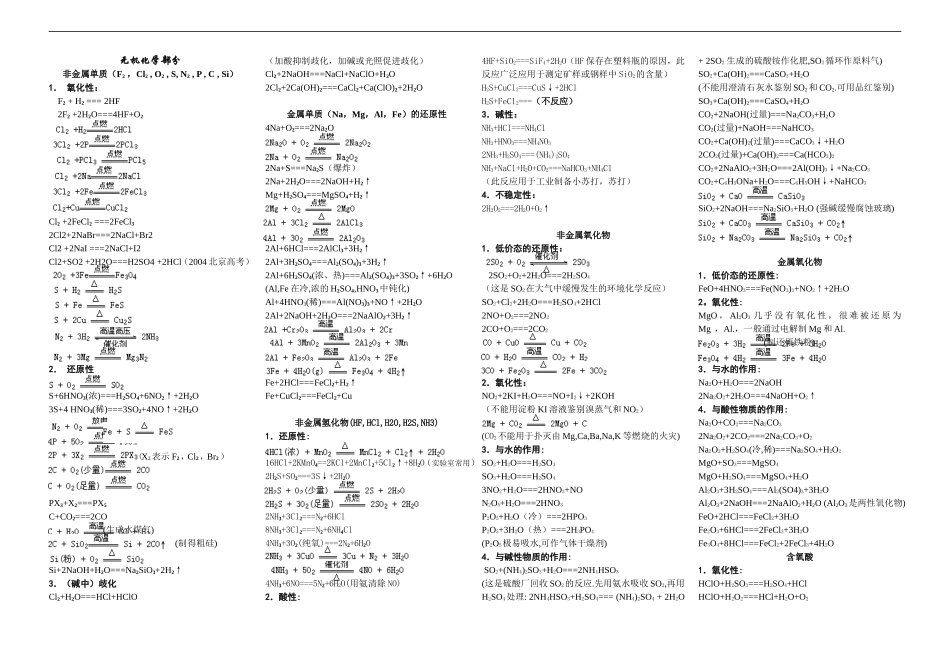 高中化学方程式全集-人教版_第1页