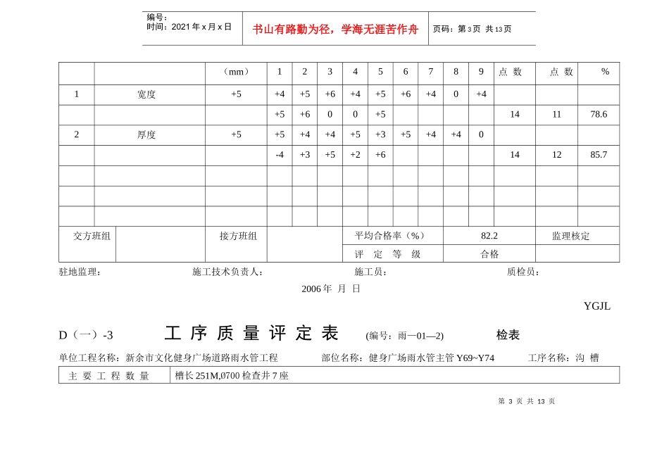 工序质量评定表平基管座文化感受区01_第3页