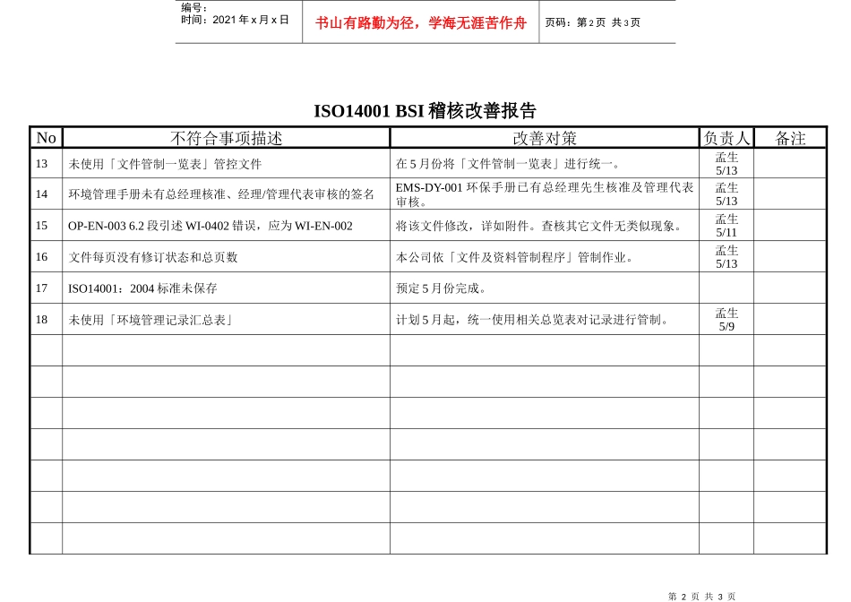 ISO14001 BSI稽核改善報告_第2页