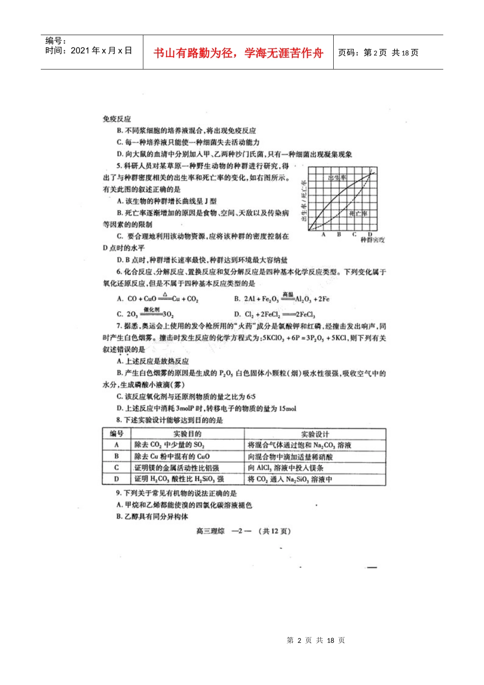 福建省福州市XXXX届高中毕业班质量检查(理综)(扫描版)_第2页