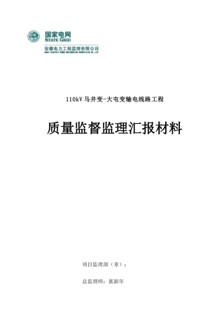 马大线质量监督监理汇报材料