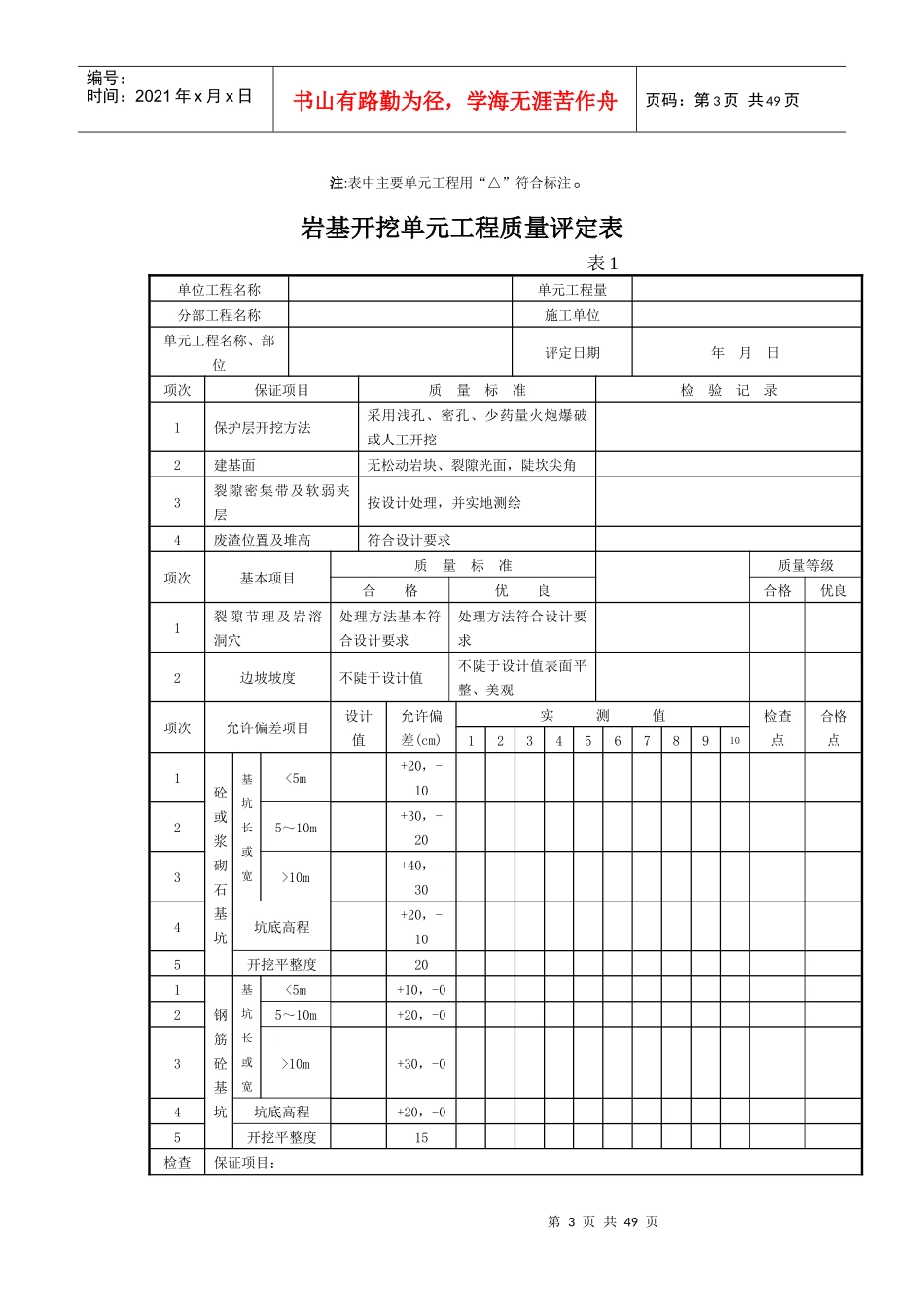 水利水电工程单位工程质量评定表_第3页