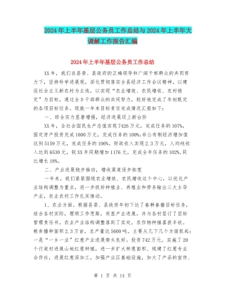 2024年上半年基层公务员工作总结与2024年上半年大调解工作报告汇编