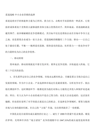 柔道战略 中小企业营销的选择