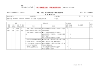 质量、环境和职业健康安全管理体系审核检查表