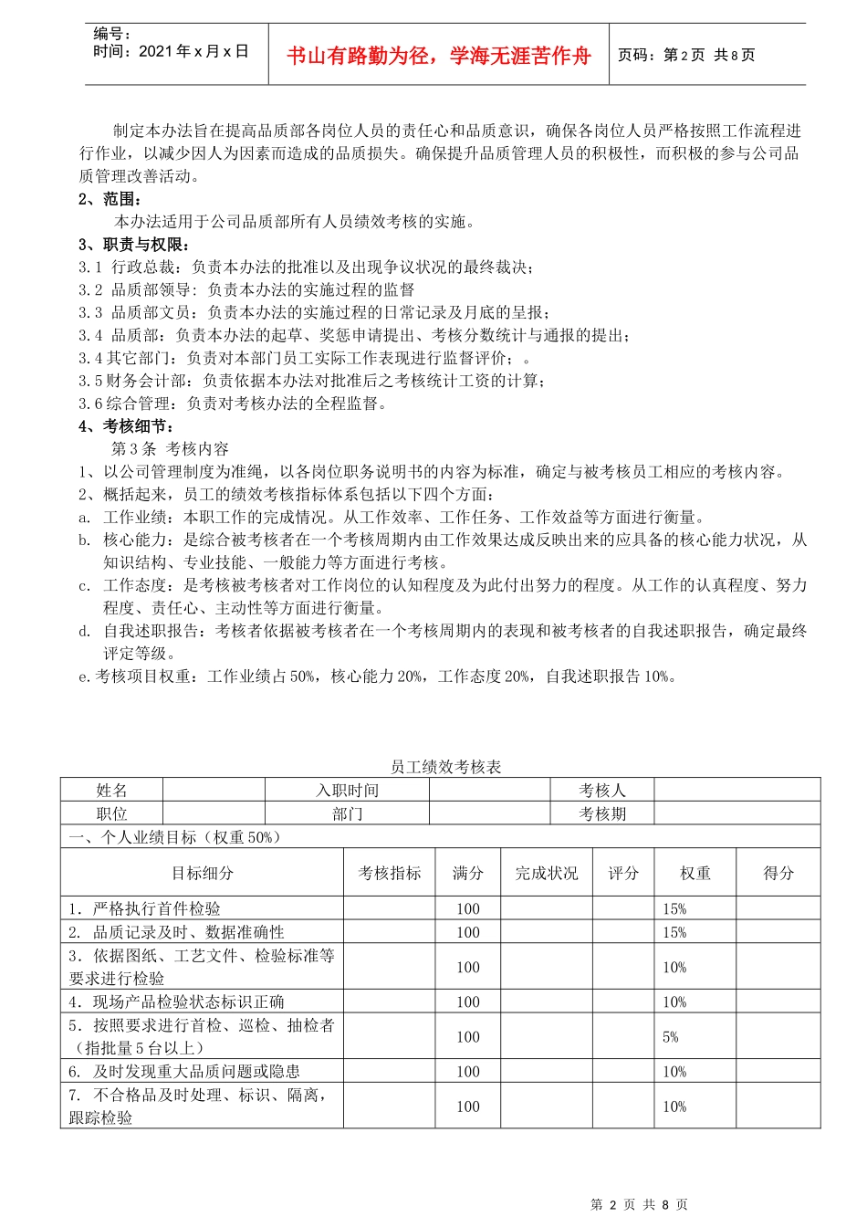品质部绩效考核制度_第2页