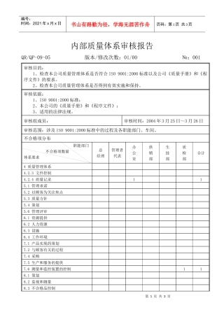 内部质量体系审核报告ok