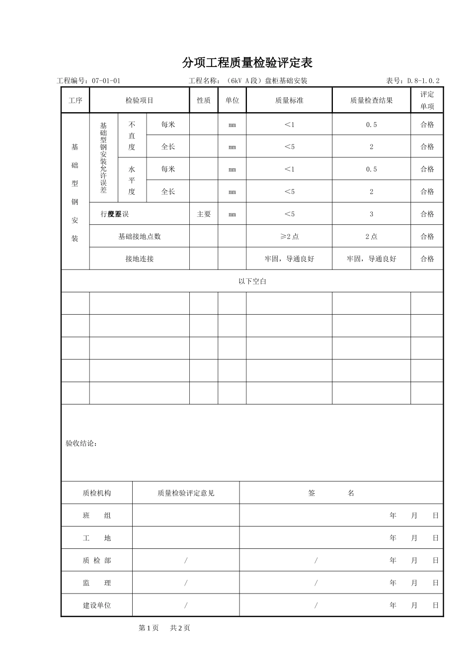 主厂房厂用电系统设备安装质量验收评定表_第3页