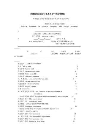 外商投资企业会计报表项目中英文版( 14)