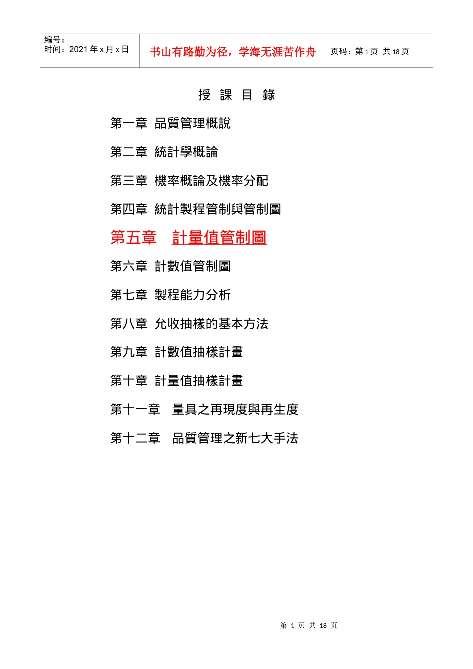 品质管理全套资料qm05_第1页