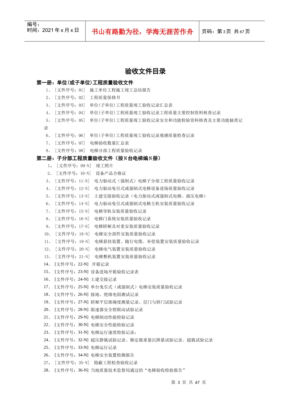 电梯分部工程质量验收记录表格资料_第3页