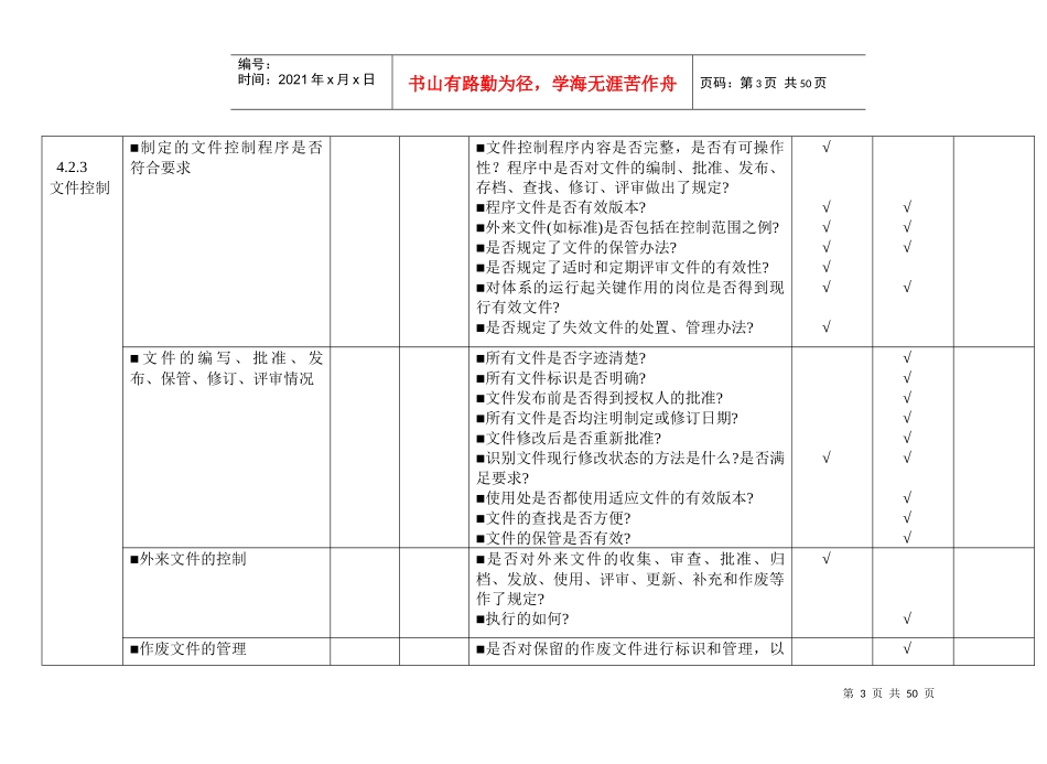 质量管理体系审核通用检查表(DOC 42页)_第3页