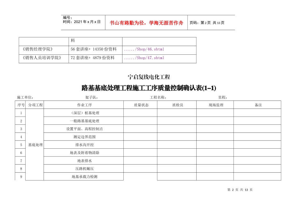 工程施工工序质量控制确认表_第2页