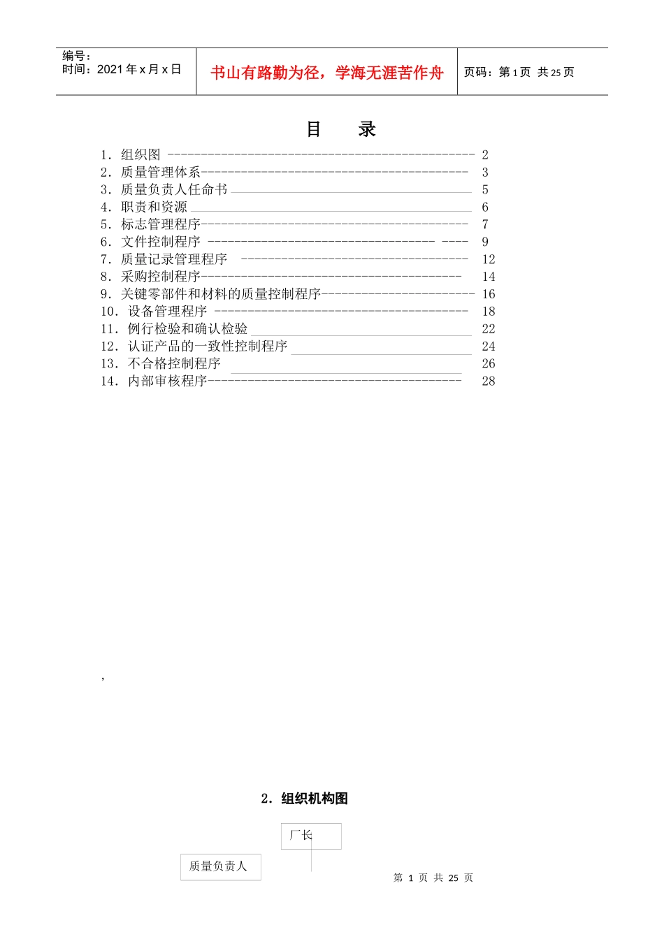 雷爵动力 质量手册_第1页