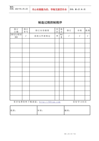 TS16949制造过程控制程序