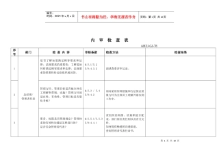 质量环境安全体系检查表
