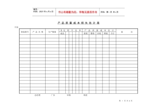 产品质量成本损失估计表-1